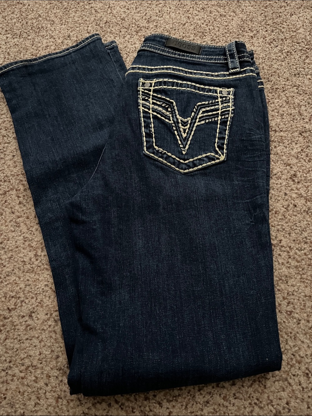 Vigoss Dark Wash Bootcut Jeans with Cream Stitching